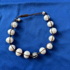 Silpada "Rugged Pearls" Brown Cord Bracelet B2424